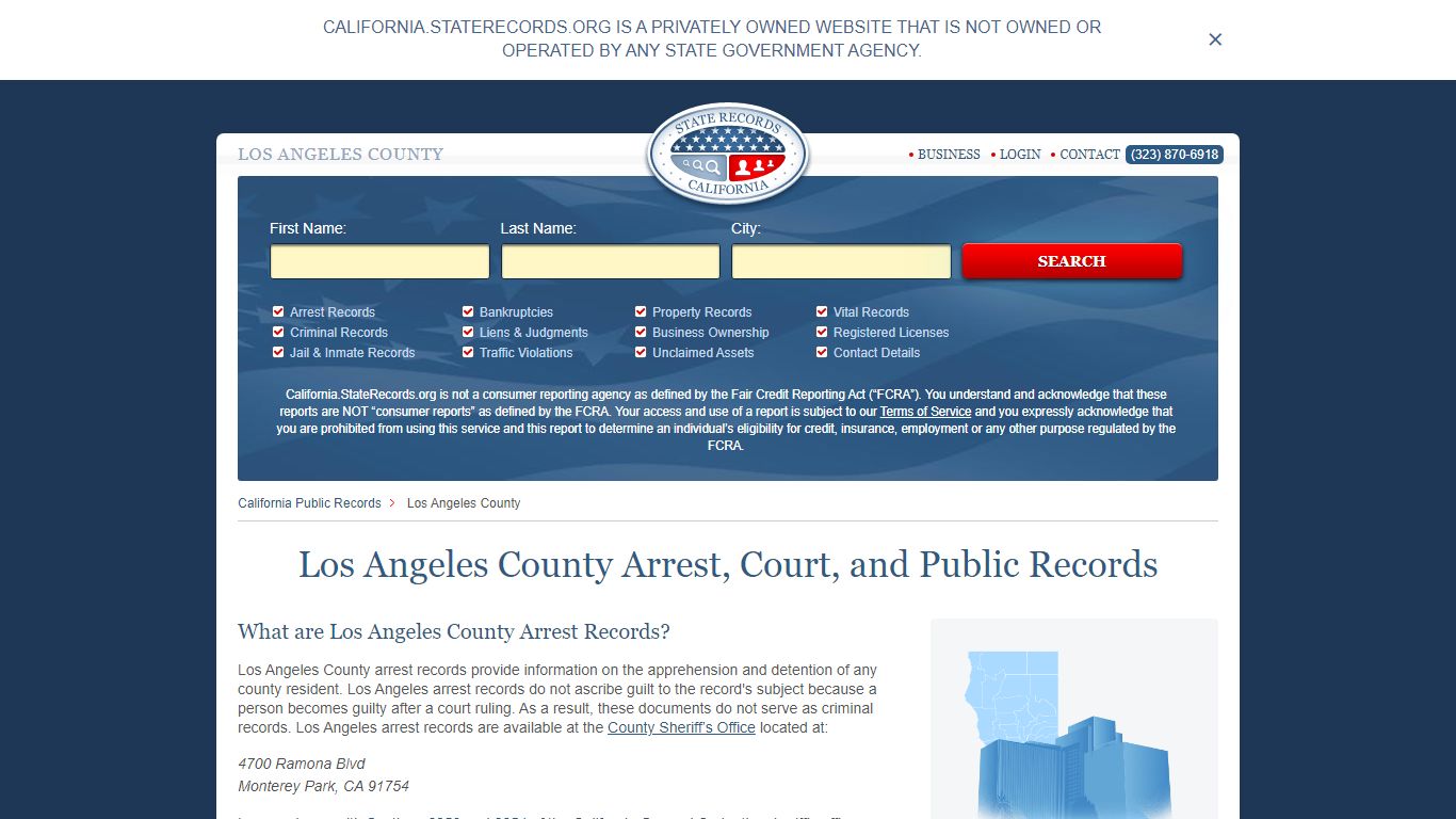 Los Angeles County Arrest, Court, and Public Records